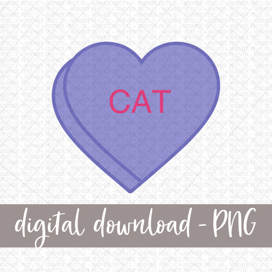 Cat Candy Heart, Purple - Digital Download