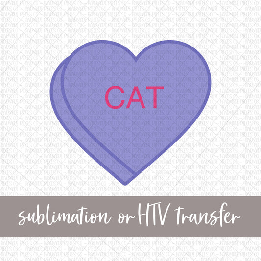 Cat Candy Heart, Purple - Sublimation or HTV Transfer