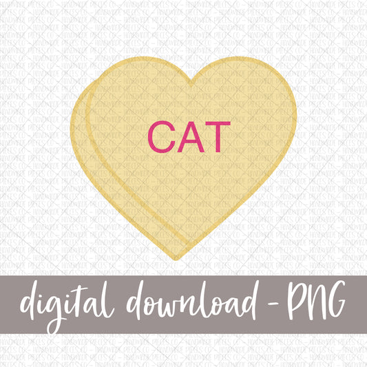 Cat Candy Heart, Yellow - Digital Download