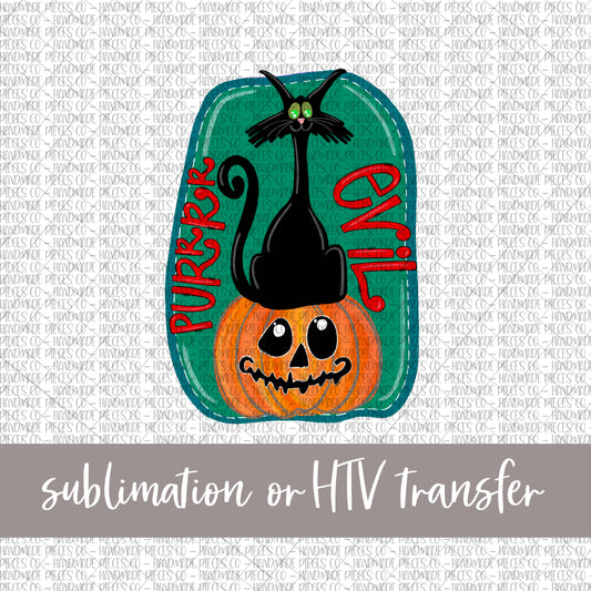 Cat and Pumpkin , Pur Evil, Green - Sublimation or HTV Transfer