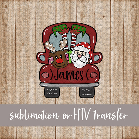 Christmas Truck with Name - Sublimation or HTV Transfer