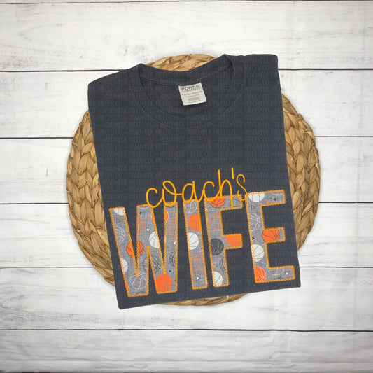 Coach's Wife Applique Embroidered T-Shirt, Sweatshirt, Hoodie, Quarterzip, or Full Zip Jacket