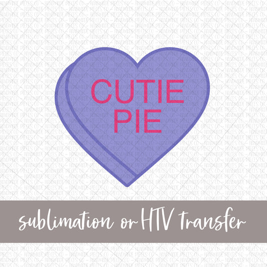 Cutie Pie Candy Heart, Purple - Sublimation or HTV Transfer