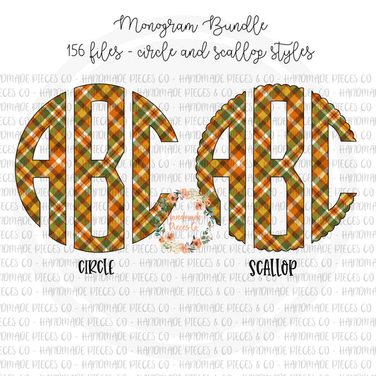 Autumn Plaid Monogram, 4 - Multiple Styles - Digital Download
