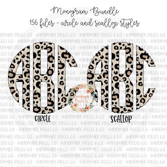 Leopard Pumpkin Monogram, Light Leopard  - Multiple Styles - Digital Download