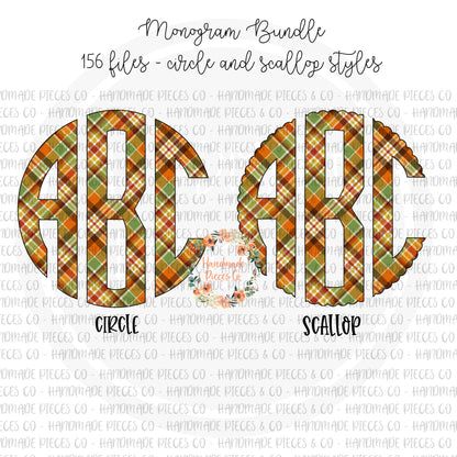 Autumn Plaid Monogram, 1 - Multiple Styles - Digital Download