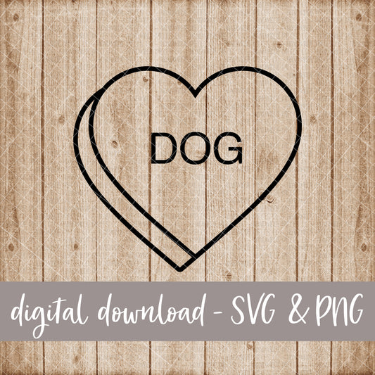 Dog Candy Heart, Black - Digital Download