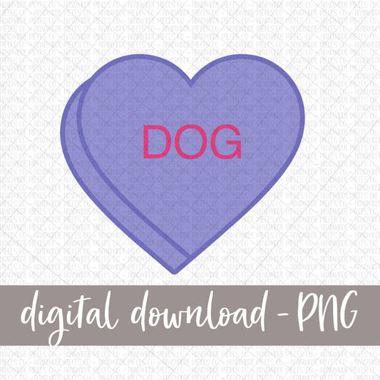 Dog Candy Heart, Purple - Digital Download