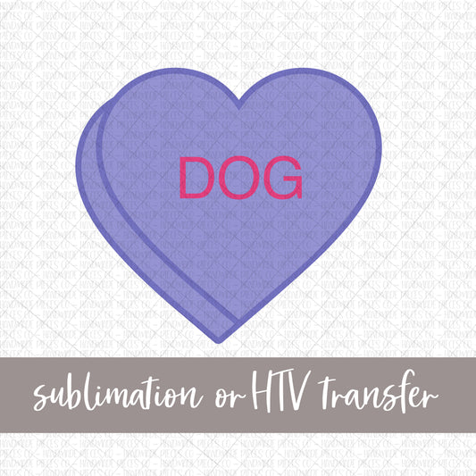 Dog Candy Heart, Purple - Sublimation or HTV Transfer