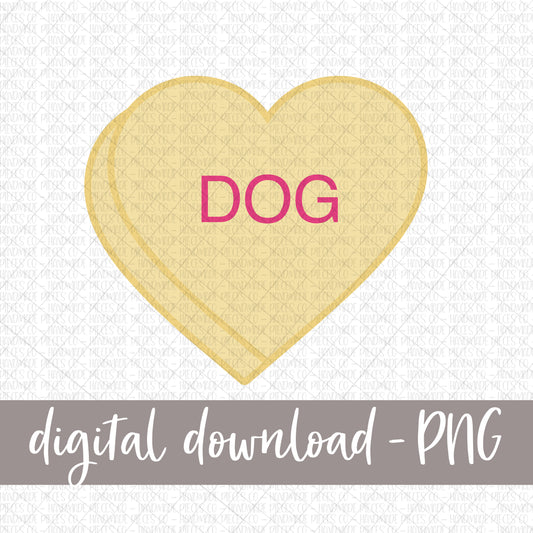 Dog Candy Heart, Yellow - Digital Download