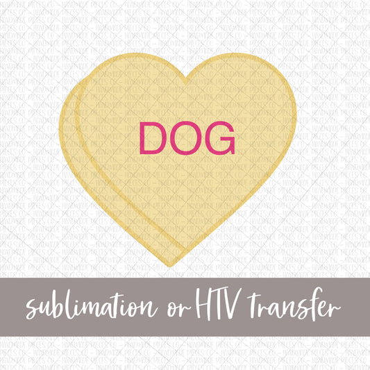Dog Candy Heart, Yellow - Sublimation or HTV Transfer