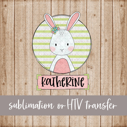 Bunny, Girl with Name - Sublimation or HTV Transfer