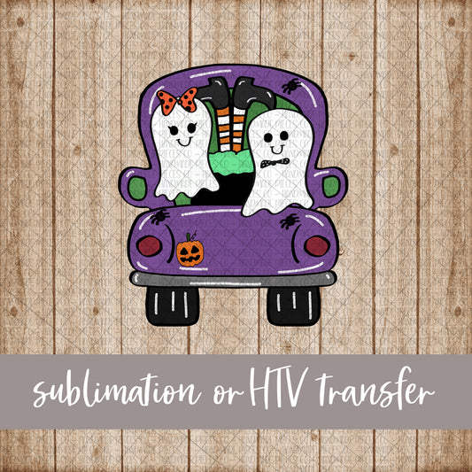 Halloween Truck, Ghosts - Sublimation or HTV Transfer