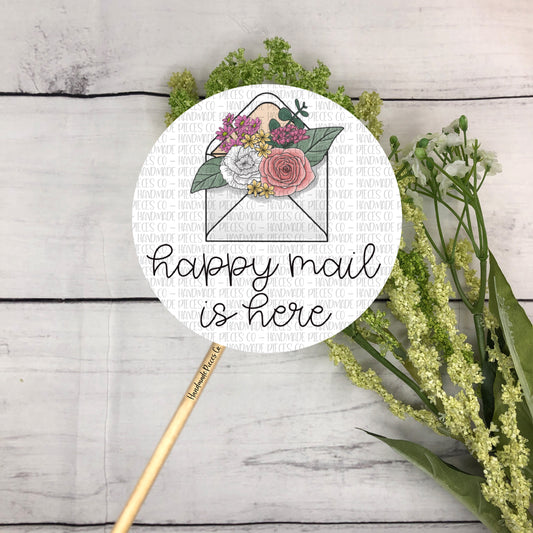 Happy Mail is Here Packaging Sticker, Spring Theme