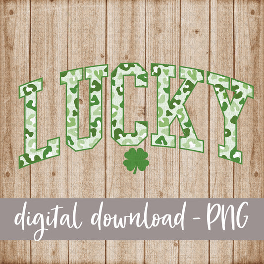 Lucky with Shamrock, Curved, Green Leopard Pattern - Digital Download