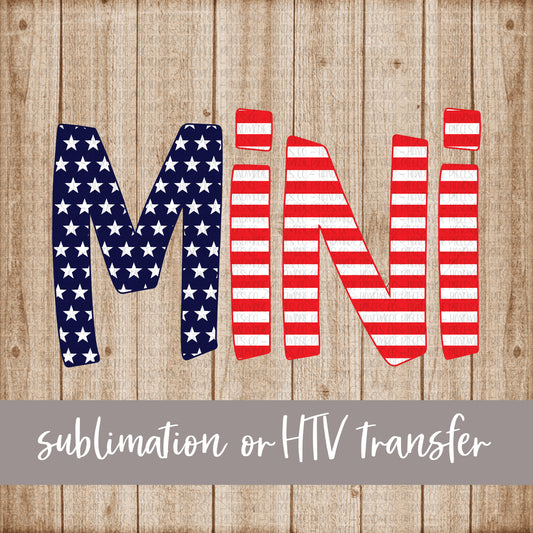 Mini, Stars and Stripes, Version 1 - Sublimation or HTV Transfer