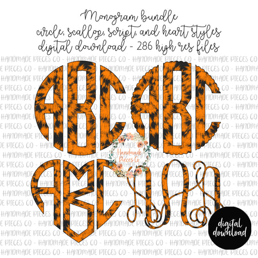 Halloween Tie Dye Monogram, Orange - Multiple Styles - Digital Download
