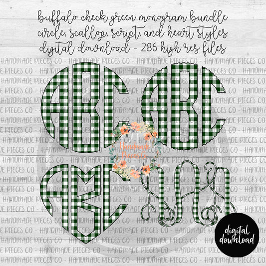 Buffalo Plaid, White and Green - Multiple Styles - Digital Download