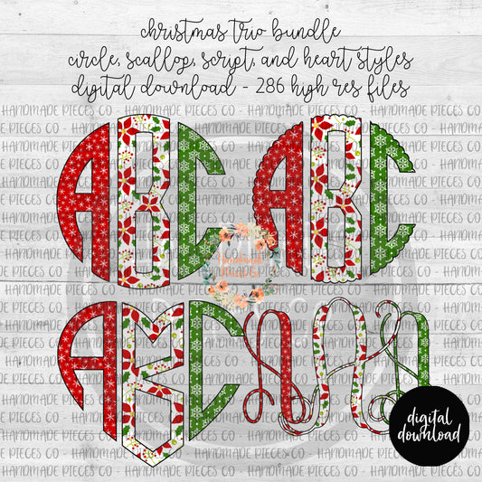 Christmas Trio Monogram - Multiple Styles - Digital Download