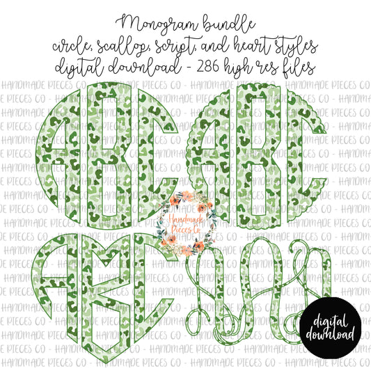 Leopard Monogram, Green Multicolor - Multiple Styles - Digital Download