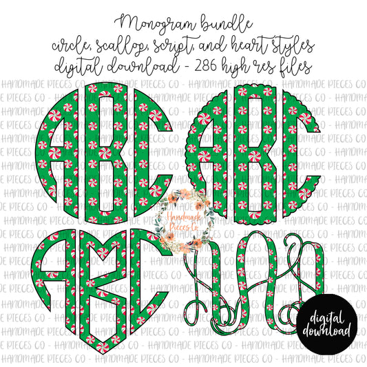 Peppermint Monogram, Green - Multiple Styles - Digital Download