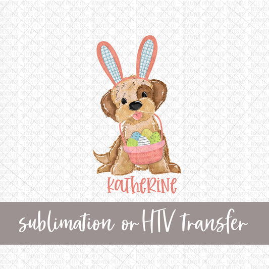 Puppy, Easter, Girl - Name Optional - Sublimation or HTV Transfer