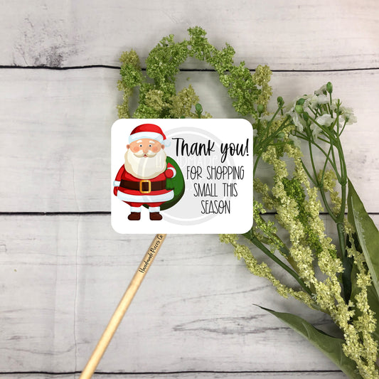 Santa Thank You for Shopping Small This Season Packaging Sticker