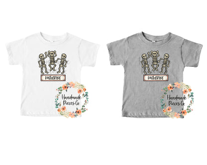 Dancing Skeleton Trio, Gray with Name 2 - Sublimation or HTV Transfer