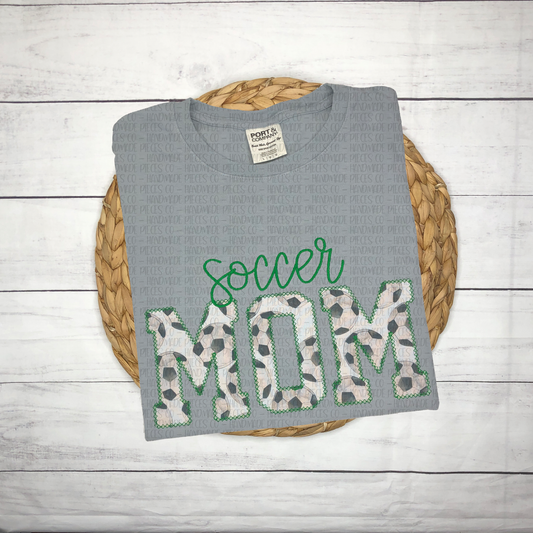 Soccer Mom Embroidered Applique T-Shirt, Sweatshirt, or Hoodie