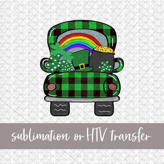 St. Patrick's Day Truck, Plaid  - Sublimation or HTV Transfer
