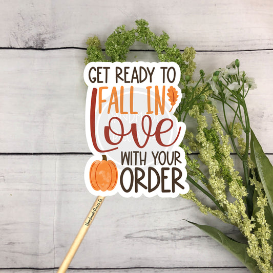 Fall in Love with Your Order Packaging Sticker - Fall Theme