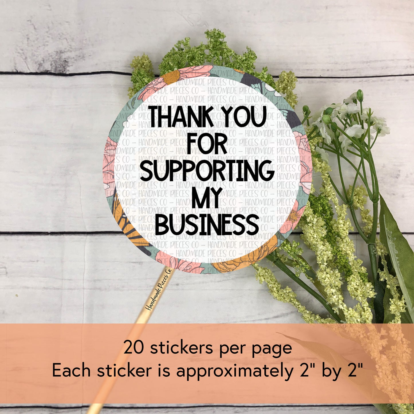 Thank You for Supporting my Business Packaging Sticker, Spring Theme