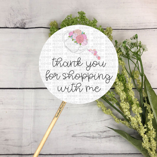 Thank You for Shopping with Me Packaging Sticker, Spring Theme