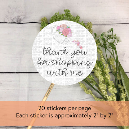 Thank You for Shopping with Me Packaging Sticker, Spring Theme