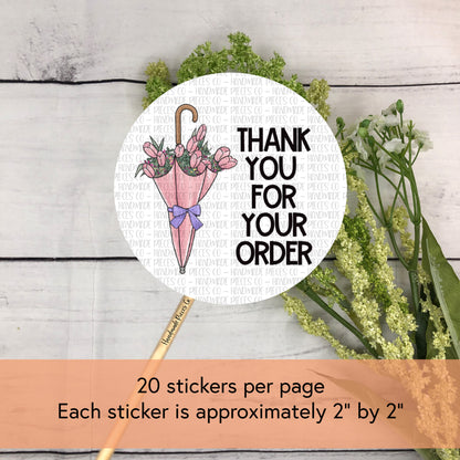 Thank You for Your Order Packaging Sticker, Spring Theme