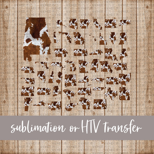 Cow Hide State Outline - Sublimation or HTV Transfer
