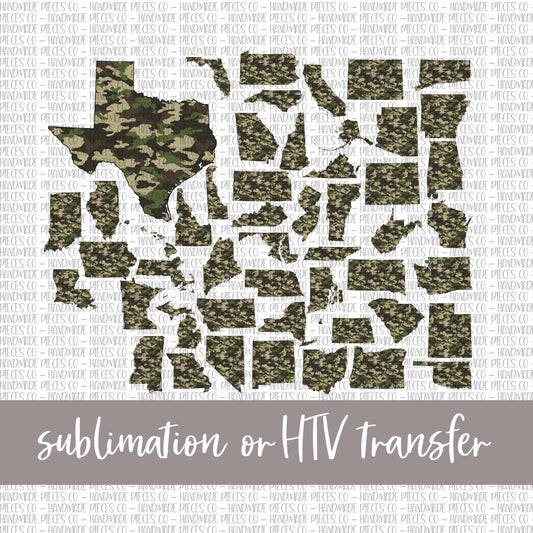 Camouflage State Outline - Sublimation or HTV Transfer