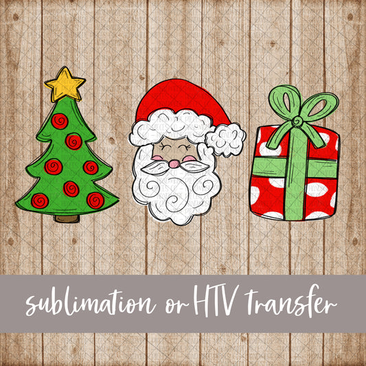 Christmas Tree Santa Present - Sublimation or HTV Transfer