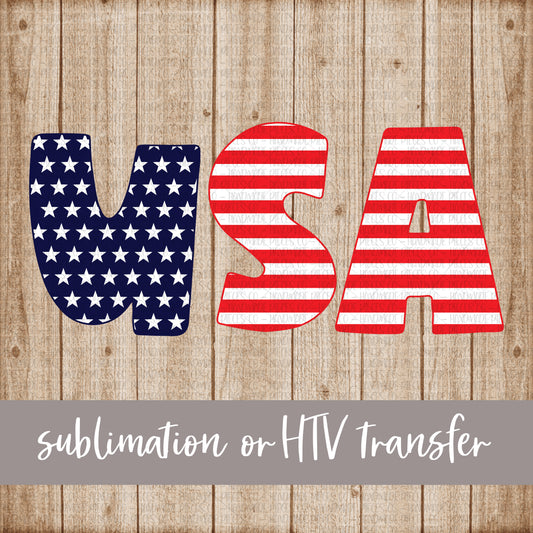 USA, Stars and Stripes - Sublimation or HTV Transfer