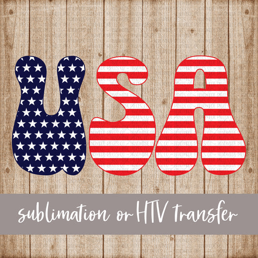 USA, Stars and Stripes, Retro - Sublimation or HTV Transfer