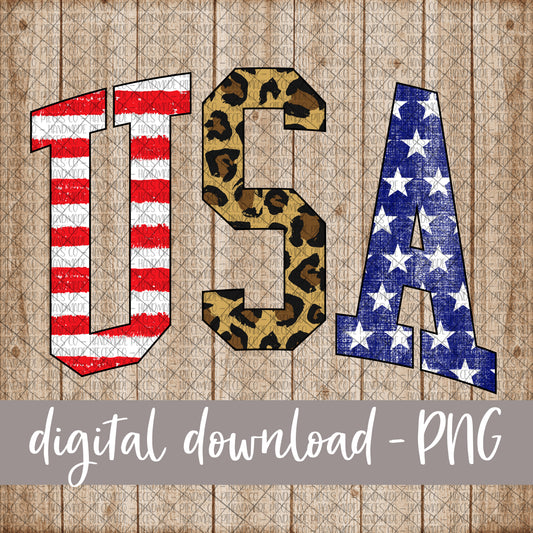 USA, Stripes Leopard Stars, Curved - Digital Download