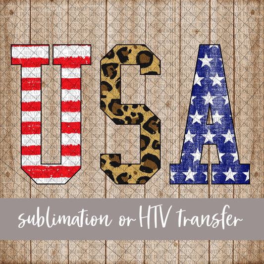 USA, Stripes Leopard Stars - Sublimation or HTV Transfer