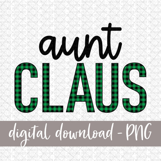 Aunt Claus, Green Buffalo Plaid - Digital Download
