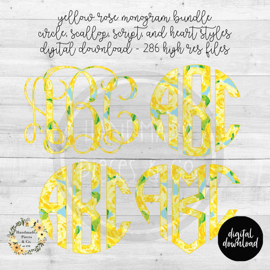 Yellow Rose Monogram - Multiple Styles - Digital Download