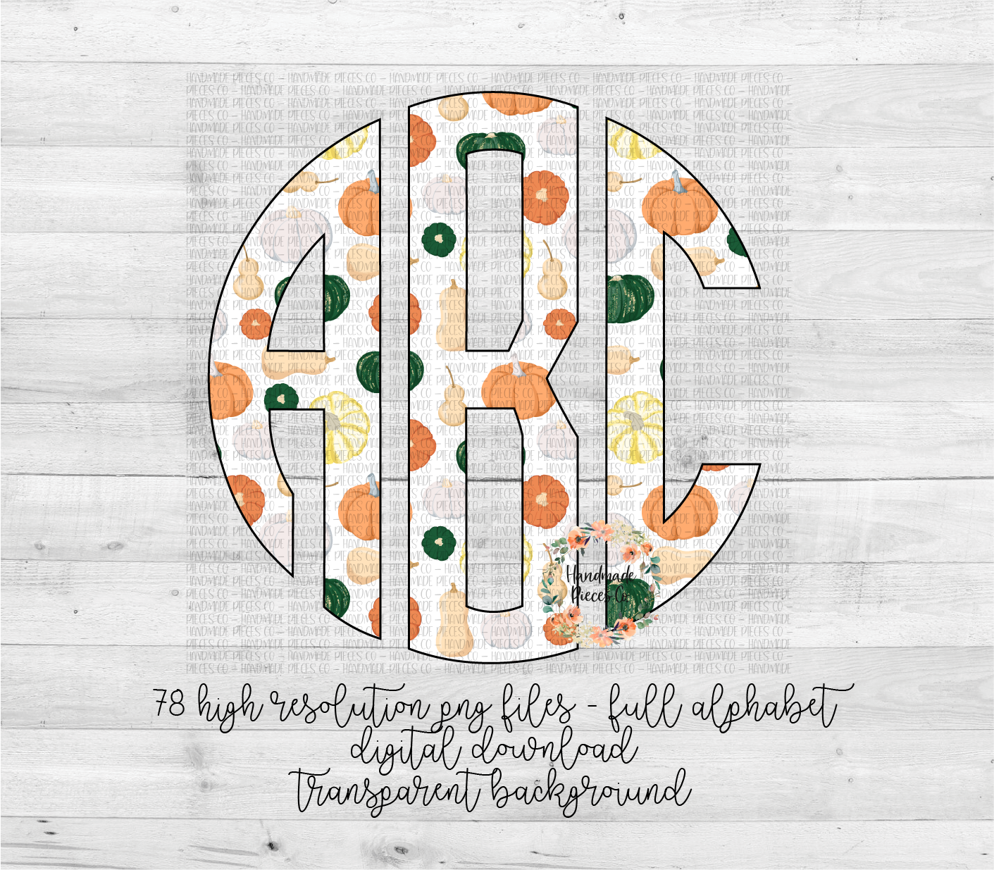 Fall Pumpkins Monogram - Multiple Styles - Digital Download