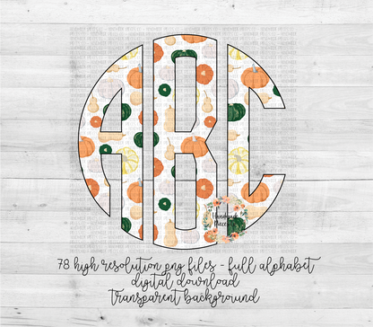 Fall Pumpkins Monogram - Multiple Styles - Digital Download