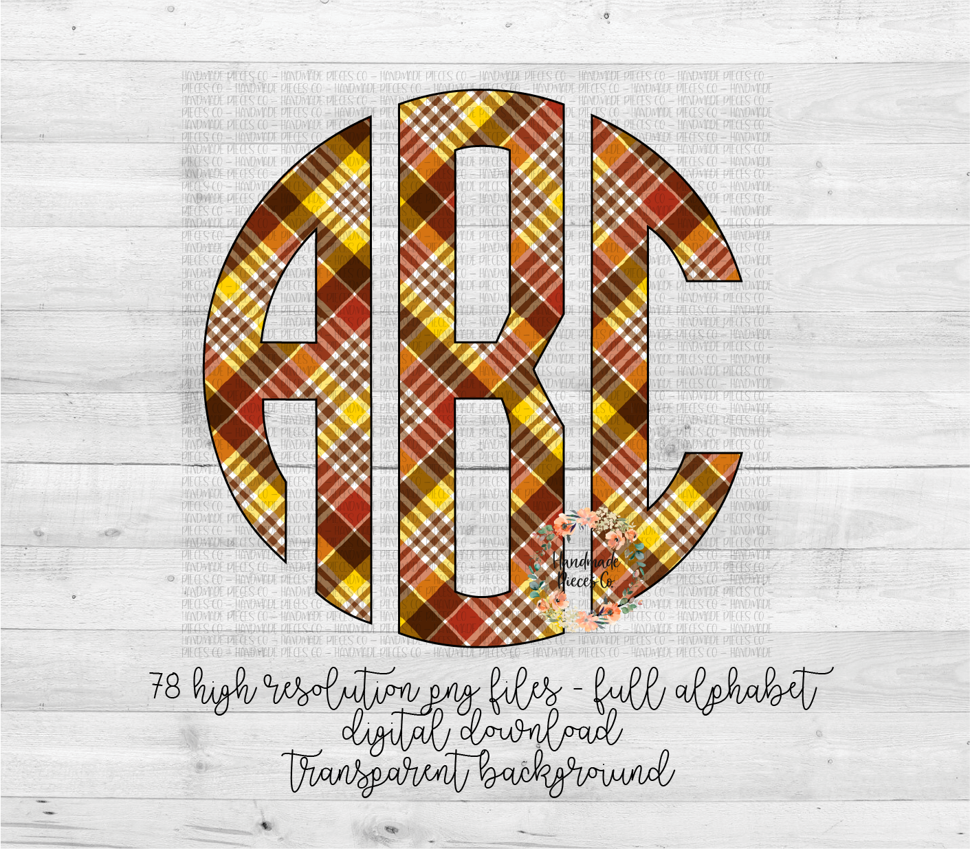 Autumn Plaid Monogram, 2 - Multiple Styles - Digital Download
