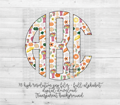 Fall Collage Monogram - Multiple Styles - Digital Download