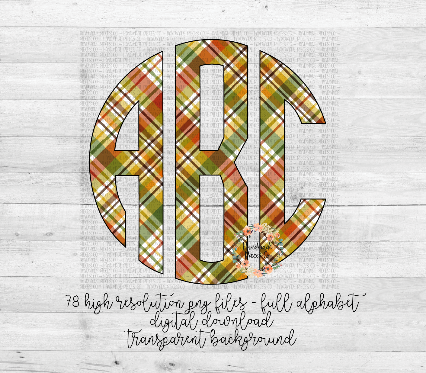 Autumn Plaid Monogram, 3 - Multiple Styles - Digital Download