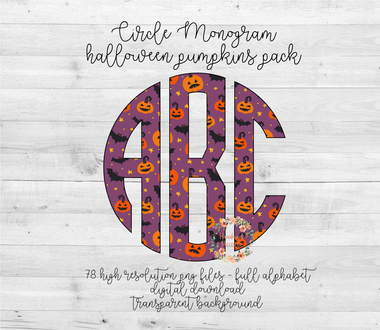 Halloween Pumpkins Monogram - Multiple Styles - Digital Download